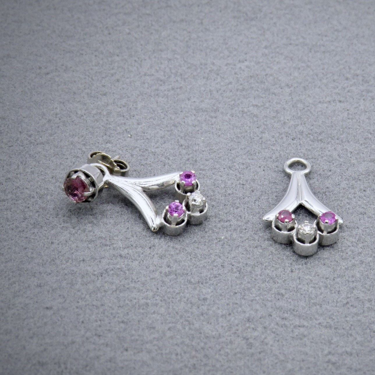 Pink sapphire studs with earring jackets