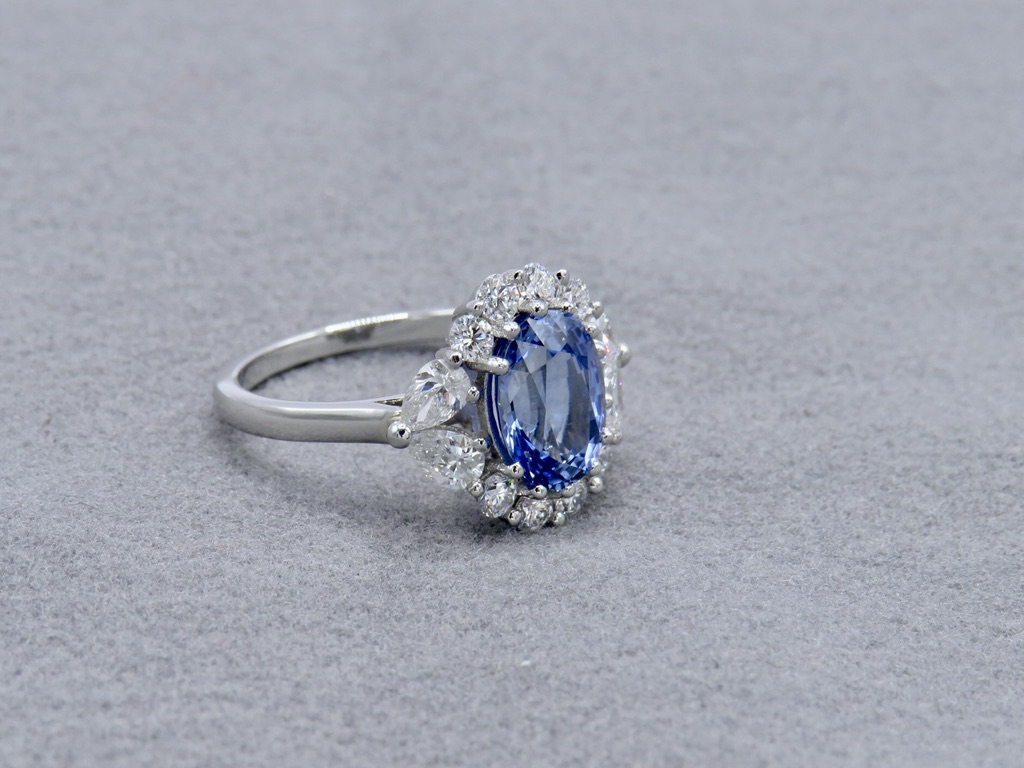 Sapphire and Diamond ring at an angle