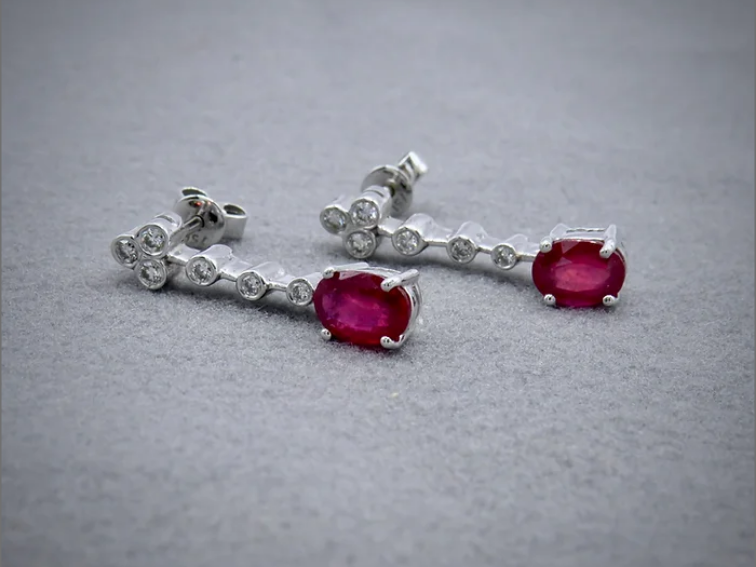 Ruby and Diamond drop earrings