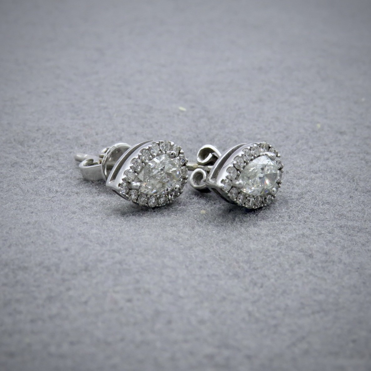 Diamond Pear halo studs