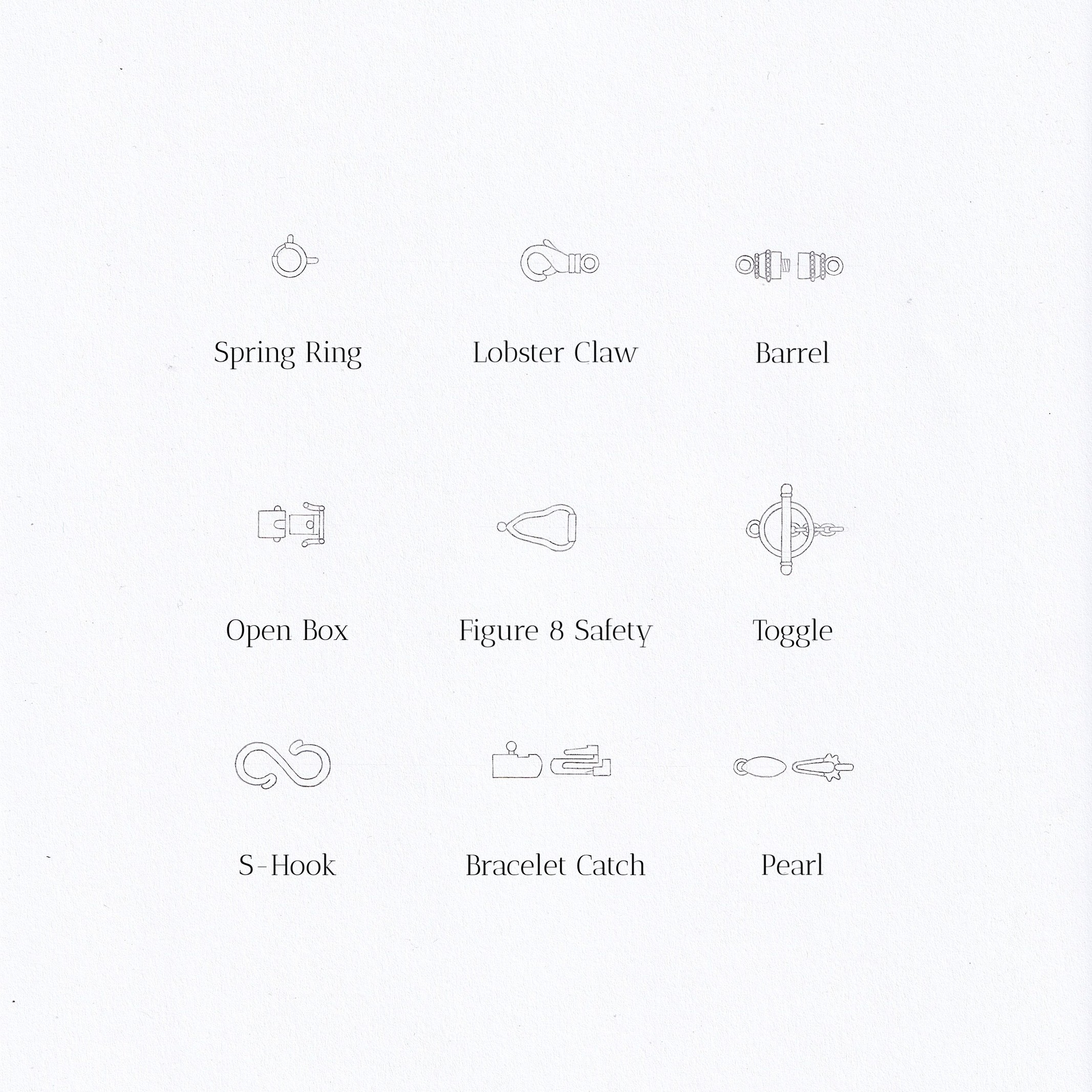 drawing of different clasps