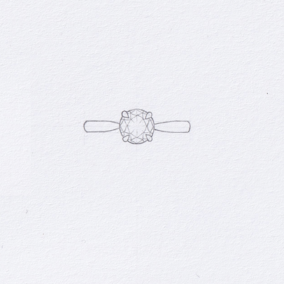 drawing of a solitaire diamond ring