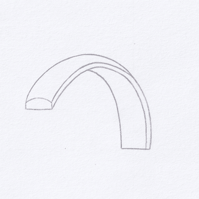 cut through drawing of a D shape profile ring