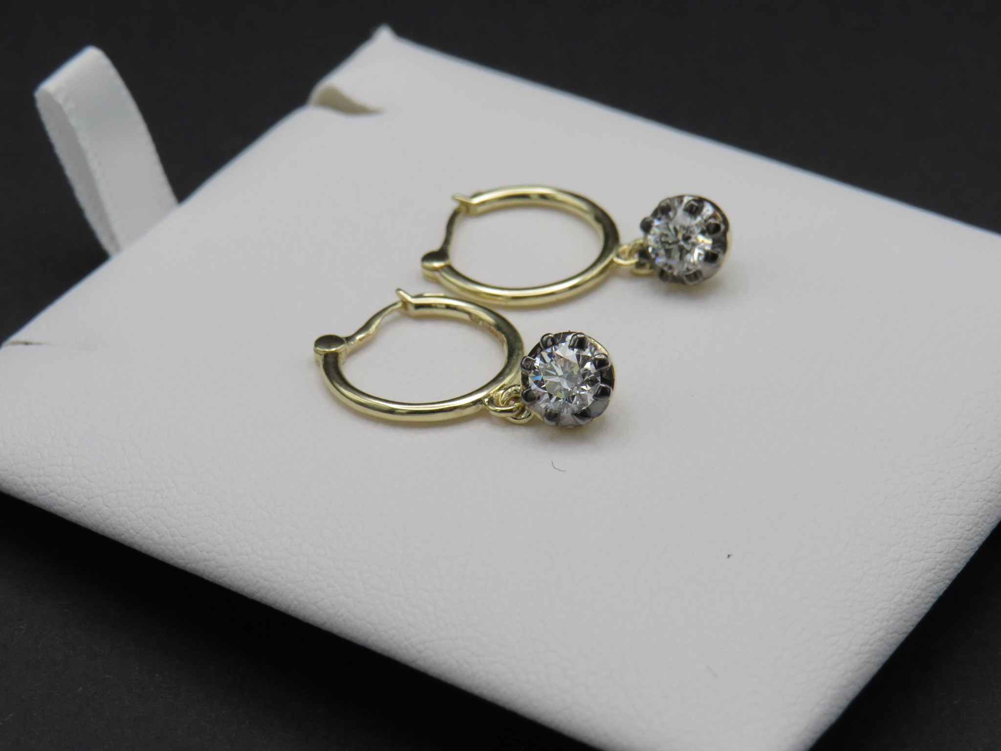 diamond button back hoop earrings