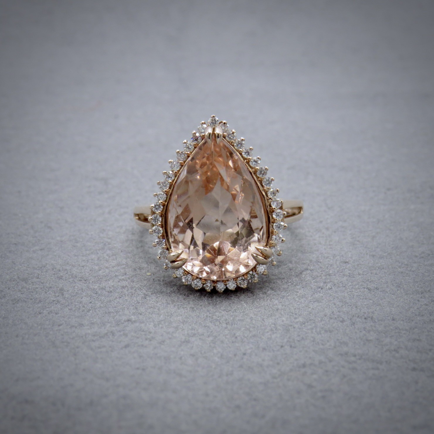 pear shaped morganite and diamond ring