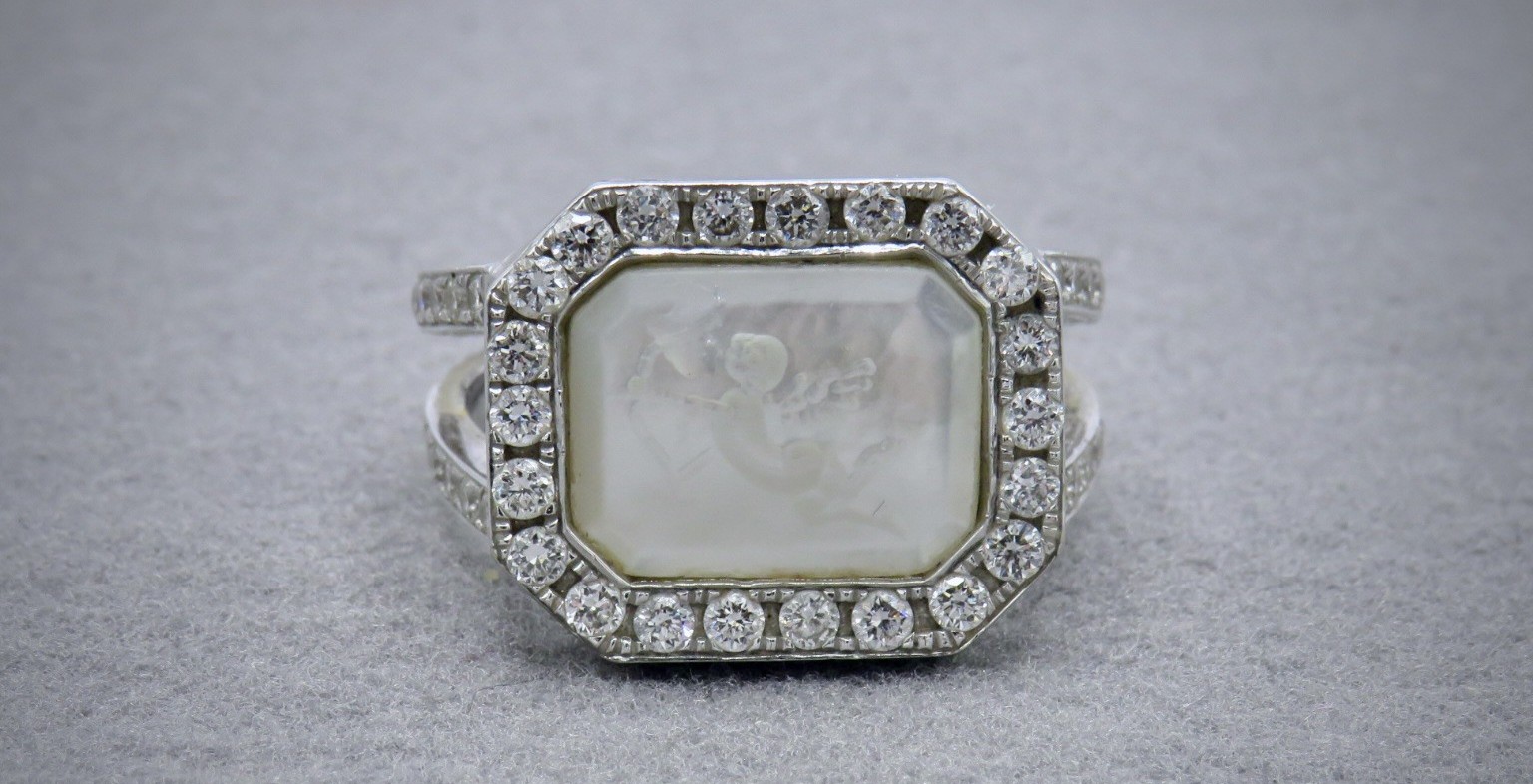 mother of pearl and diamond ring