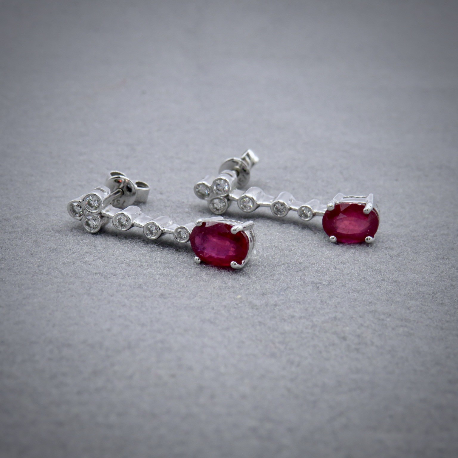 ruby and diamond drop earrings