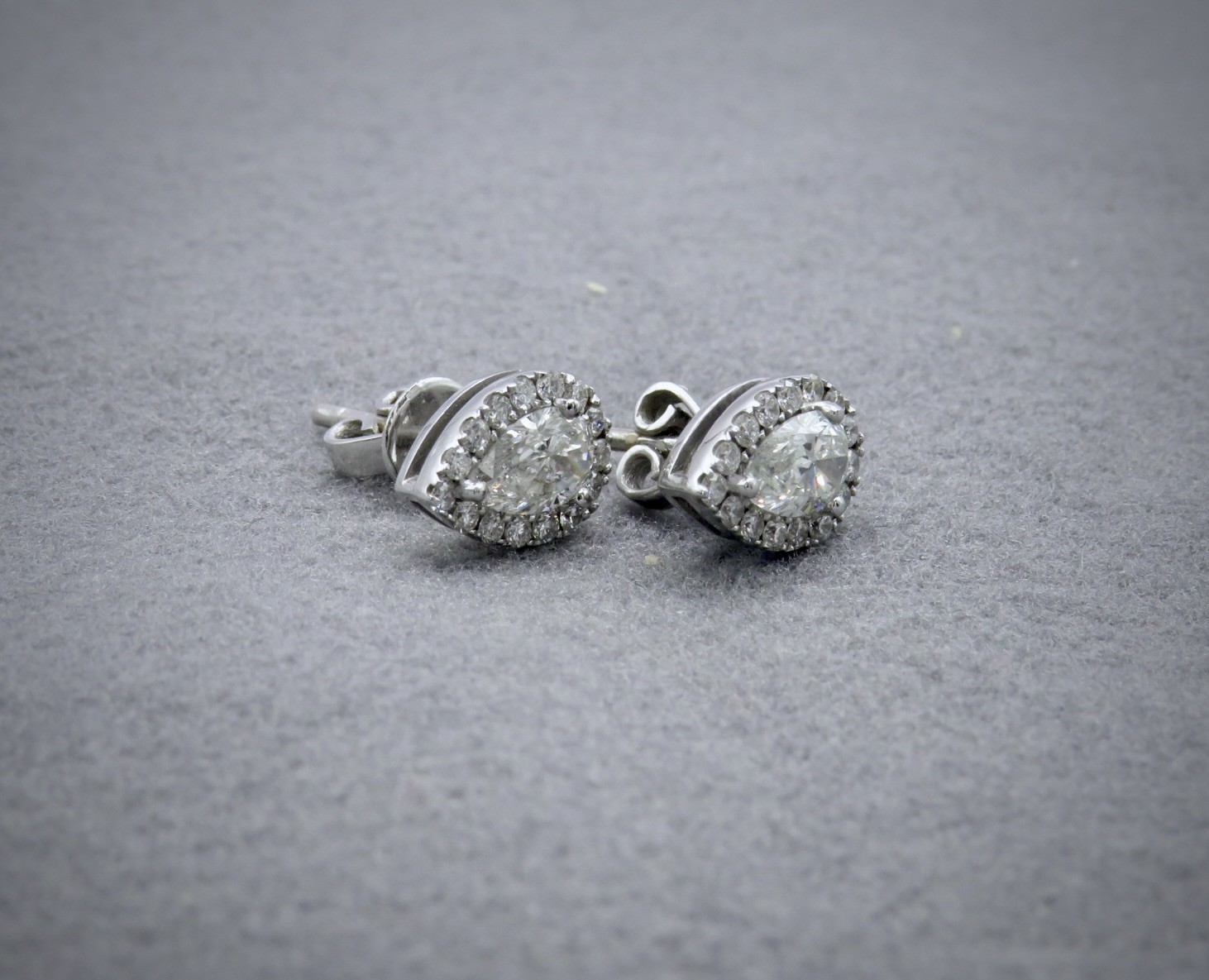 halo pear diamond stud earrings