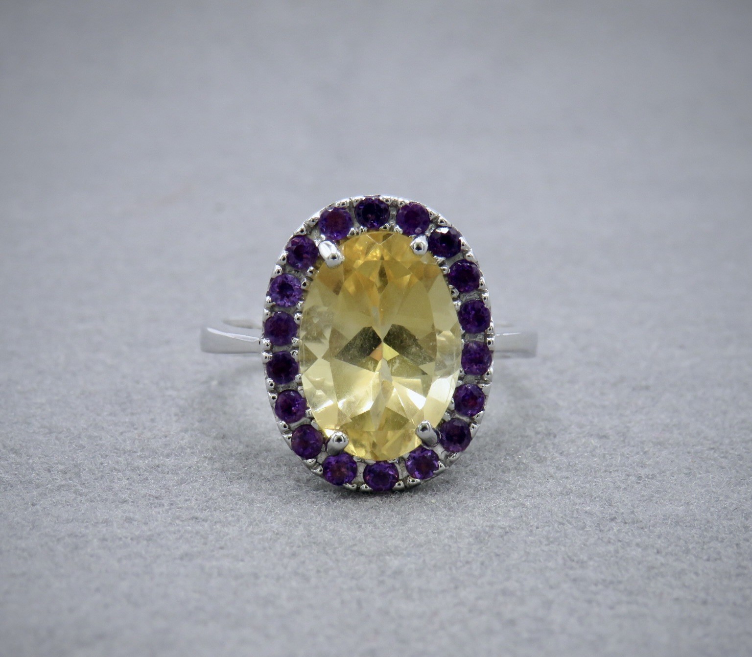 citrine and amethyst ring