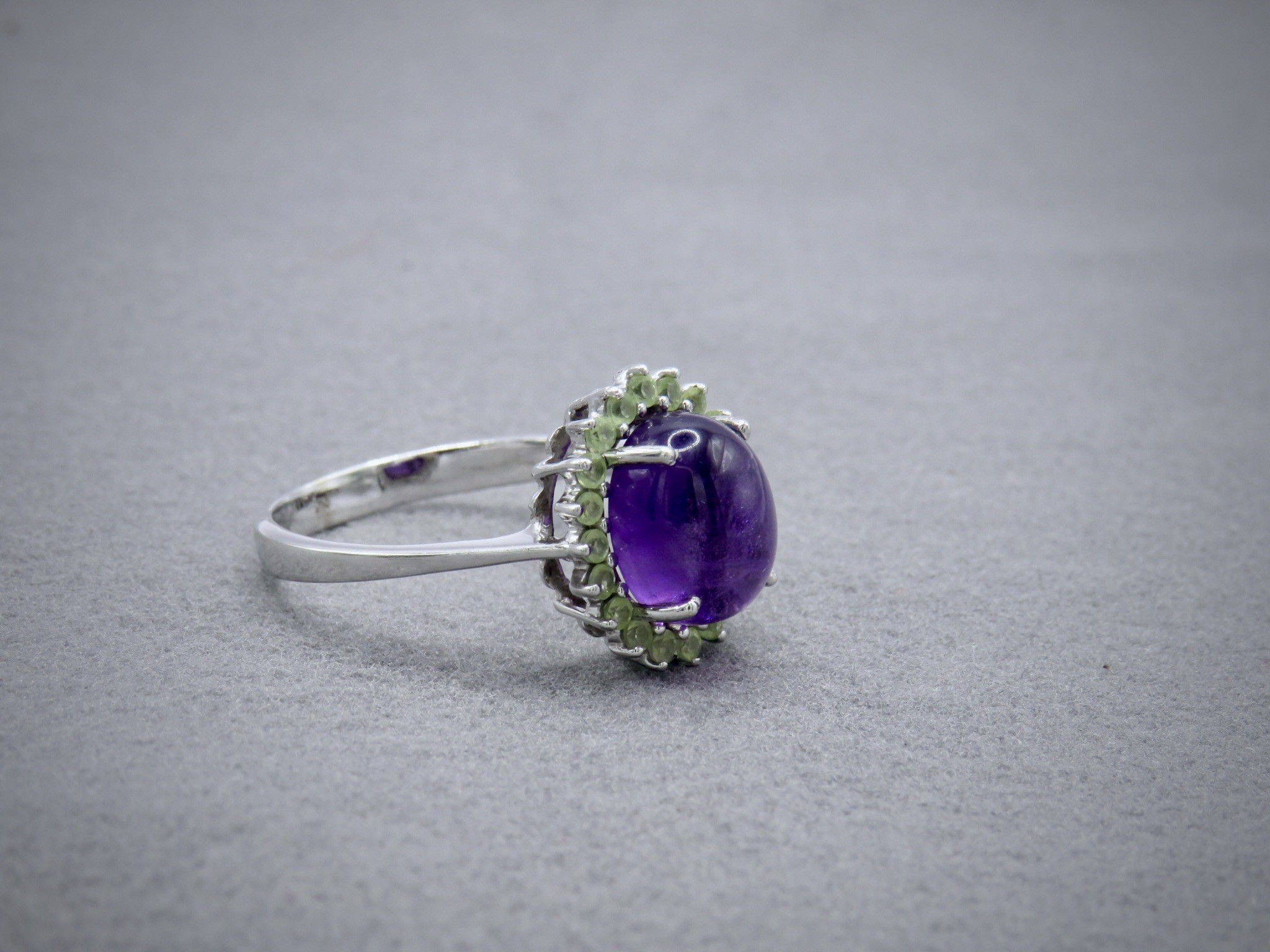 amethyst and peridot halo