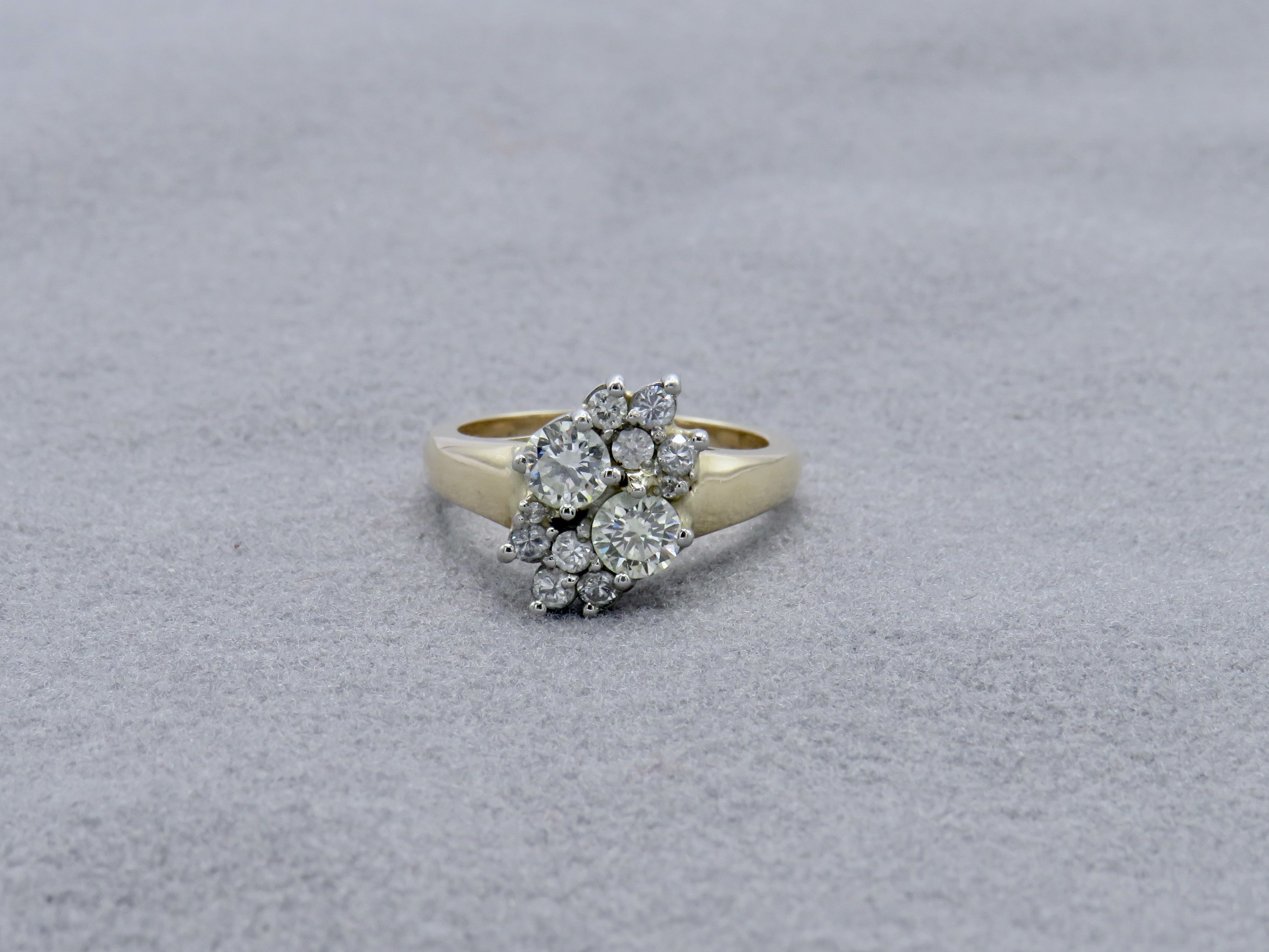 yellow gold and diamond asymmetric ring